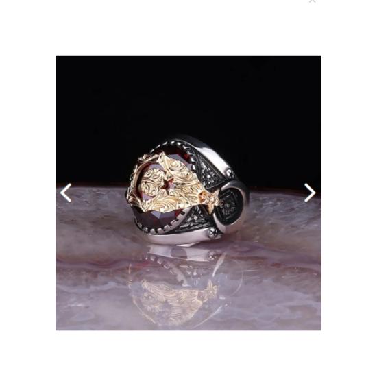 Серебряное кольцо с мотивом луны и звезды