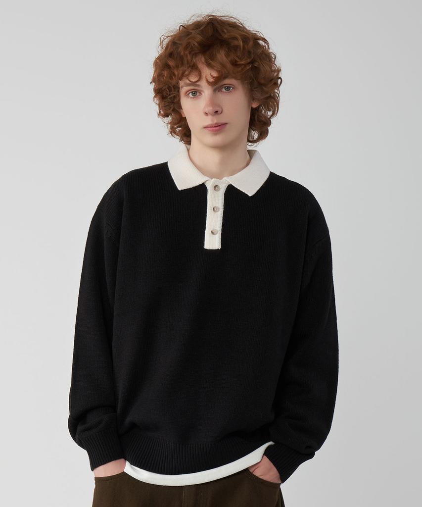 UNTAPPED STUDIO [2Pack] Oversized Color Block Collar Hacci Knit 3 Colors