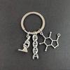 3PCS Polished Finish Molecule Key Chain DNA Helix Shape Biology Key Chain  Student Gift