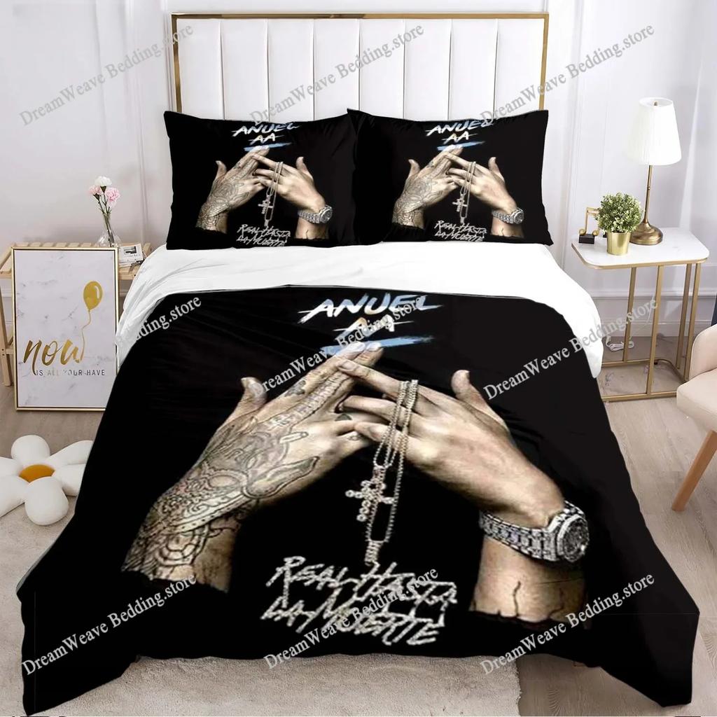Хип-хоп Рэпер Anuel AA Простыни Пододеяльники Постельное белье Постельное белье для общежития Комплект постельного белья Мягкий теплый комплект постельного белья Домашний текстильextile741
