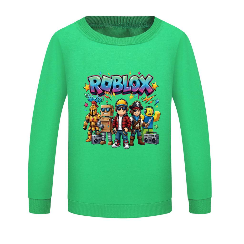 5574 Детская толстовка для мальчиков и девочек с принтом Roblox, круглым вырезом и длинными рукавами