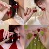 Elegant Red Bow Flocking Tassel Earrings - Autumn/Winter Collection for Women