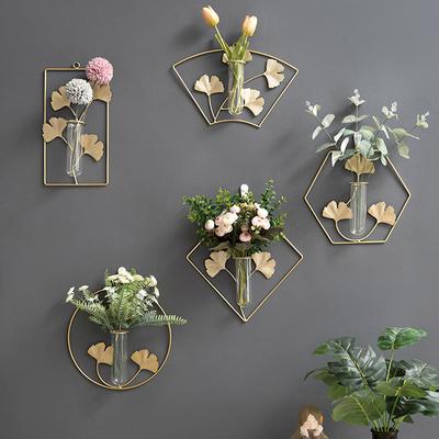1 шт. шестигранные/круглые/веерообразные настенные цветочные горшки и вазы, железный кронштейн с пробиркой, современные геометрические полки для растений в богемном стиле для помещений и офиса.