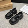 Platform Loafers Women's 2024 New Autumn Women's Shoes Muffin Versatile British Style Small Leather Shoes One Pedal Single Shoes