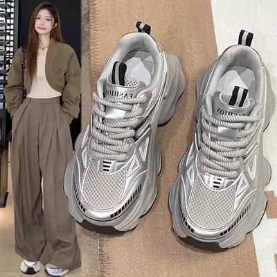 Женские кроссовки Pop Daddy Весна и лето Новые Толстая подошва Увеличение Сетчатые Дышащие Все с легкими Спортивными Повседневными Кроссовками