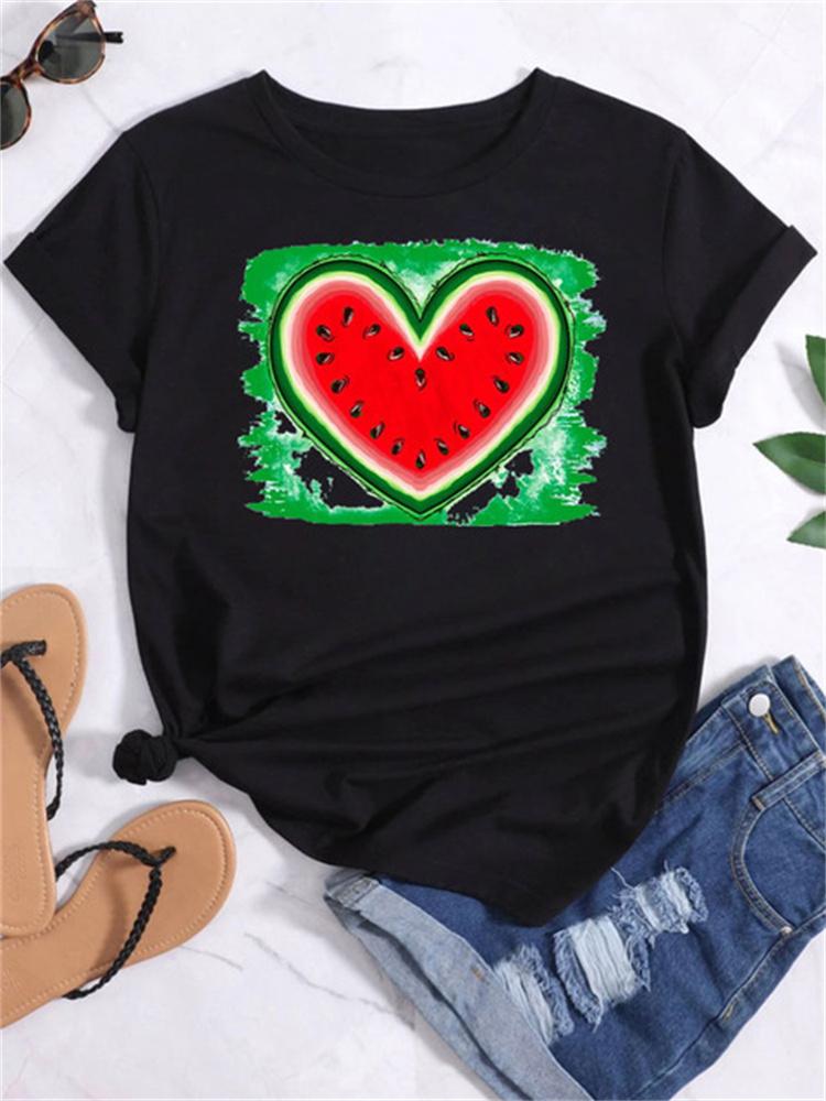 Maycaur Новая летняя забавная женская футболка с принтом арбуза и фруктов Harajuku Белые футболки с рисунком повседневные женские топы женская одежда
