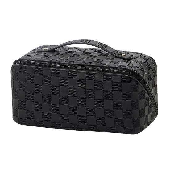 Дорожная косметичка Водонепроницаемая Большая вместимость Клетчатая сумка для макияжа Открывается полностью Косметичка для женщин Уход за кожей Кисти