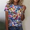 Women's 3D Butterfly Printed T-shirt, Colorful Insect Pattern T-shirt, Summer Casual Shorts, Round Neck Loose Sleeve T-shirt