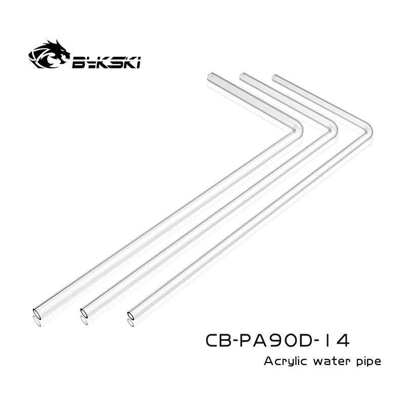Bykski CB-PA90D-14 PC water cooling bending hard tube acrylic pre-bending 90 degree OD12/14/16mm 50*20cm transparent hard pipe