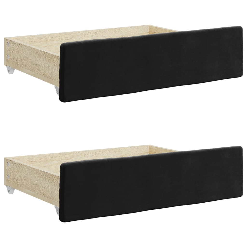 Pull Out Daybed with Drawers Black 90x190 cm Velvet