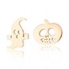 Retro Halloween Pumpkin & Ghost Stud Earrings - Stainless Steel, Cute Gift for Women & Best Friend