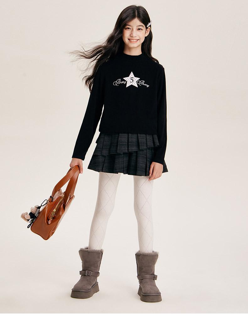 Girls' Half High Neck Long-Sleeved T-Shirt