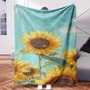 A Bunch of Sunflowers Against Blue Sky - Themed Blanket - Comfortable Flannel Fabric Hypoallergenic Suitable for All Seasons - Ide