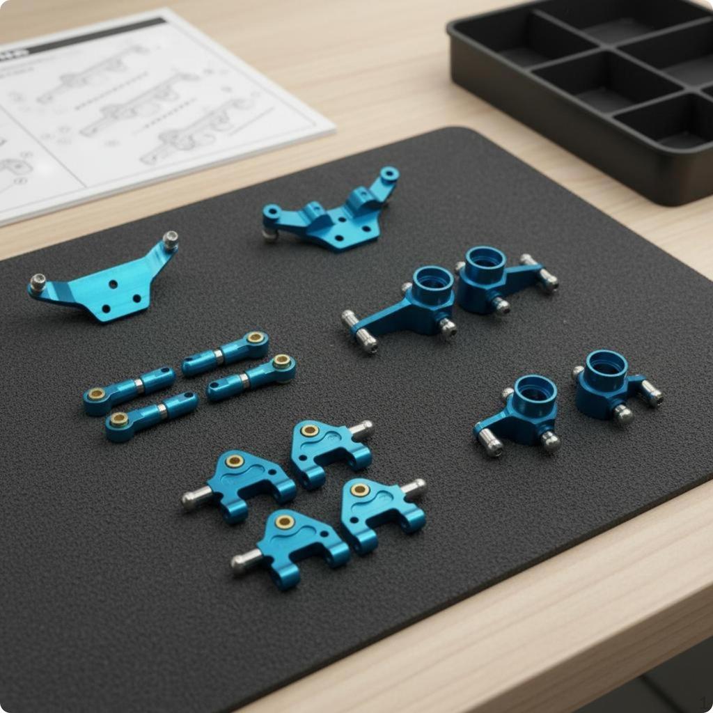 Alloy Set Anodized Blue Aluminum Machined Cutouts RC Car Steering