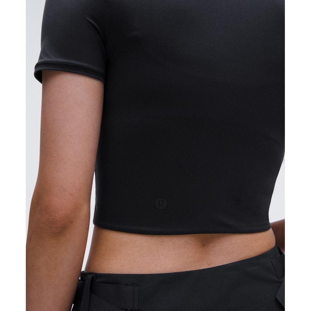 Lululemon WundermosT UlTra SofT Nulu Crewneck Cropped T shirT Black
