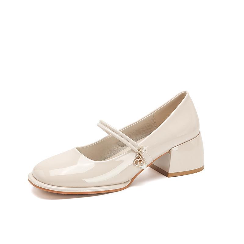 Leather Flat for Huizhou Women's Shoes Su Yinyin Same High Heels Korean Version Spring New Mary Jane Shoes Women