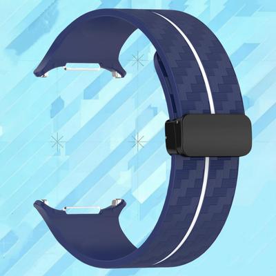 Ремешок с узором под карбон для Samsung Galaxy Watch 7 Ultra 47 мм Магнитная застежка Браслет для Galaxy Watch 7 Ultra Силиконовый браслет