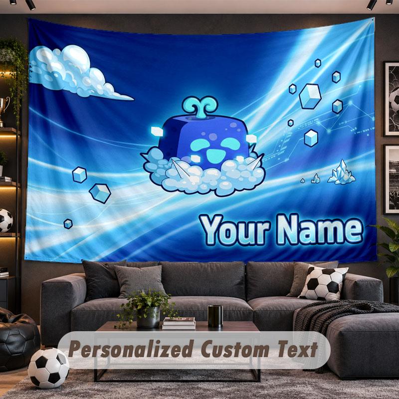 Wall Hanging Tapestry Custom NameBlox Fruits Pattern Personalized Printed Fabric Wall Decor