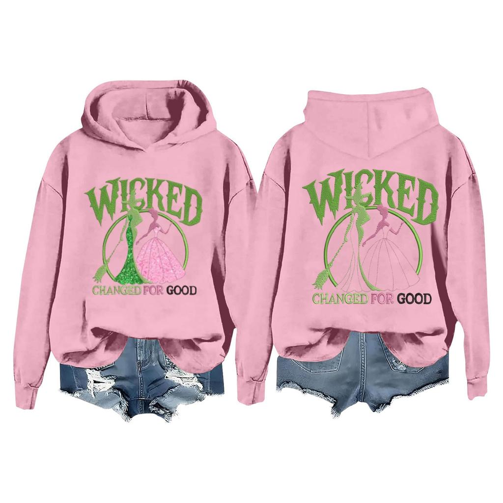 Женская повседневная толстовка с капюшоном и принтом ведьмы с длинными рукавами