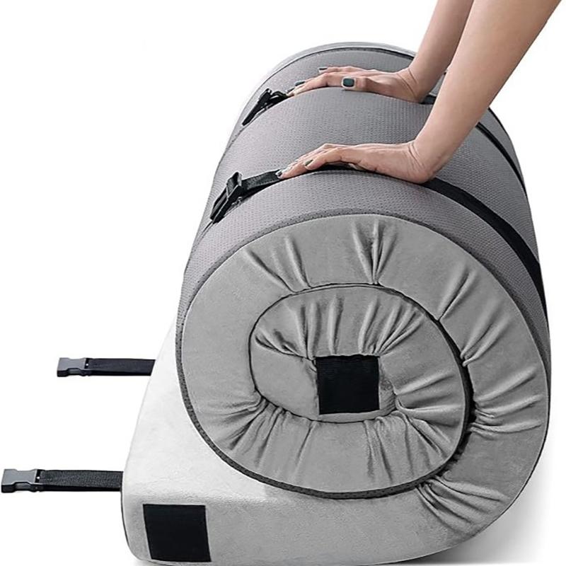Portable Memory Foam Sleeping Pad Roll Up Camping Mat Single Lightweight Anti Slip Travel Mattress Topper Indoor Outdoor