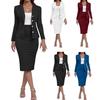 Women's Business Skirt Suit Set Long Sleeve Blazer Jacket And Pencil Skirt Set Casual Office Work 2 Piece Outfits