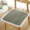 Thin Seat Pad for Home Cotton Linen Chair Pad, Striped Plaid Dining Mat with Lace Trim, Rustic Style Breathable Ties Office Barstool Non Slip Kitchen