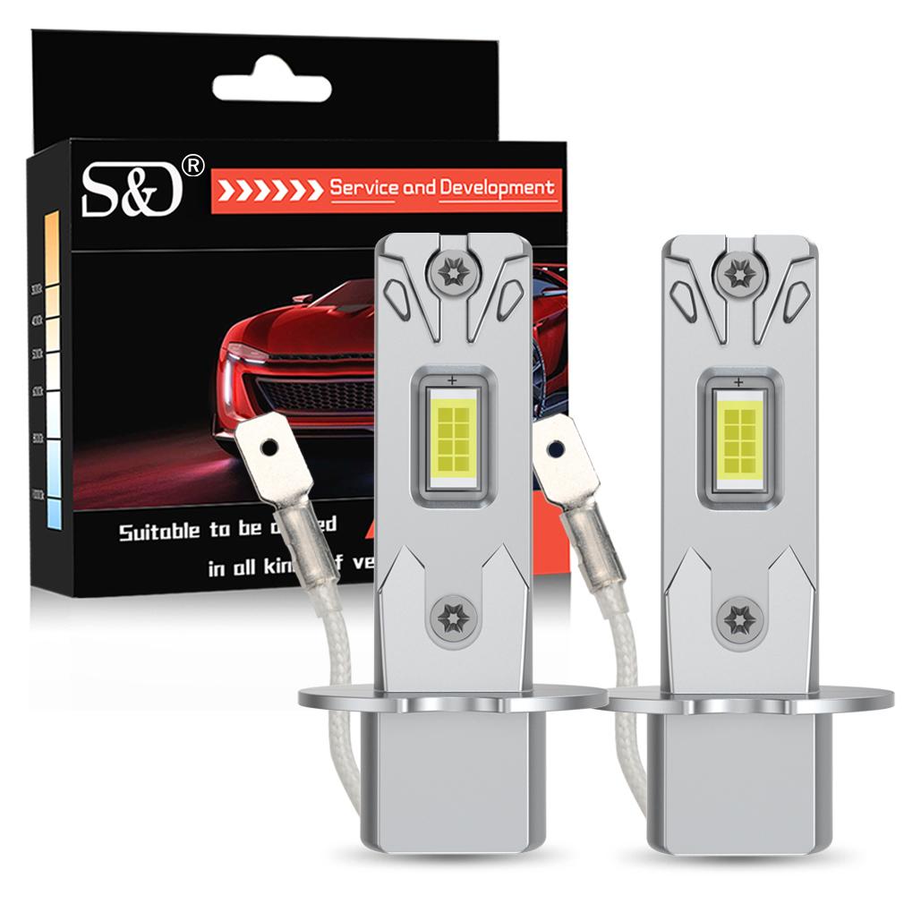 2 шт. 22000 лм H1 H3 Светодиодные лампы для фар Мини Canbus H1 Светодиодная лампа 40 Вт CSP для автомобильной фары Безвентиляторный Дневной ходовой свет Автоматический диод Противотуманные фары 12 В 6500K Белый