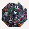 Nightmare Before Christmas,Halloween Automatic Opening and Closing Umbrella - 8-rib Folding Design, Lightweight and Portable, Suitable for D