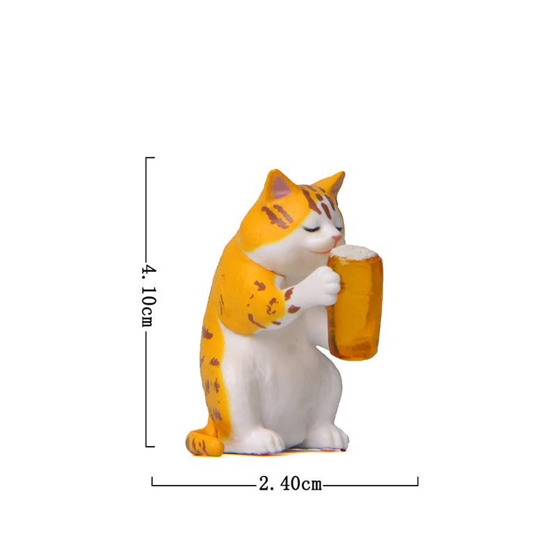 Cute Mini Cat Ornament Garden Kitten Statue Gift Room Decor Kawaii Fridge Magnets Miniature Beer Cat Magnetic Home Decoration