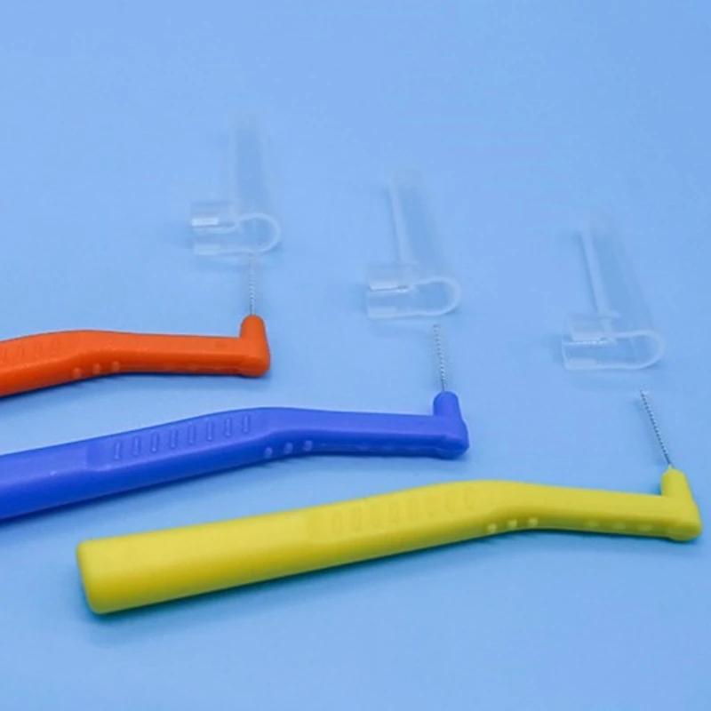 20 шт. Межзубная щетка пуш-пул L-типа для ортодонтических брекетов, микро-мягкая щетка, очистка брекетов, зубочистка