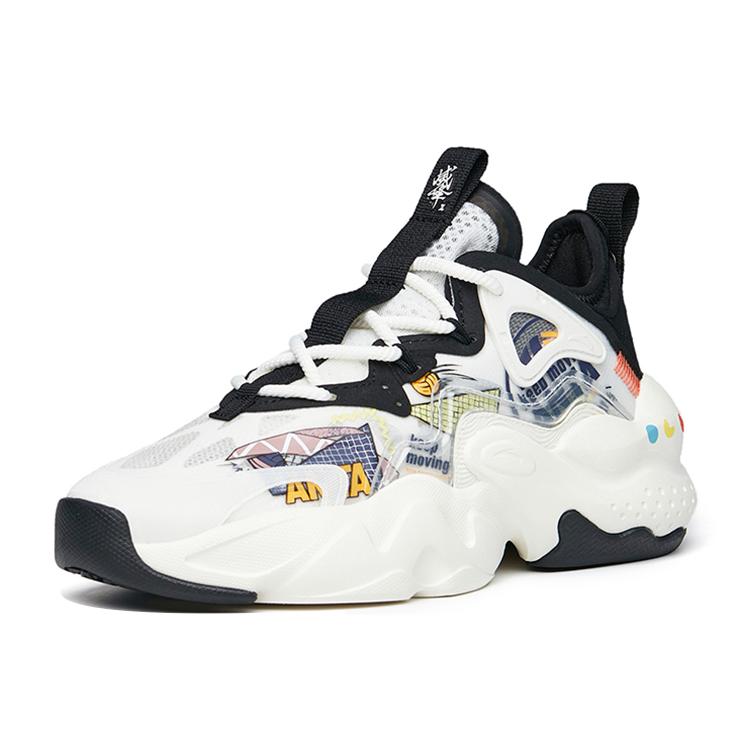 Anta Bastard Life Collection Lightweight Abrasion Resistant Low top Skateboard Shoes Women's White Black Green 122228080-5