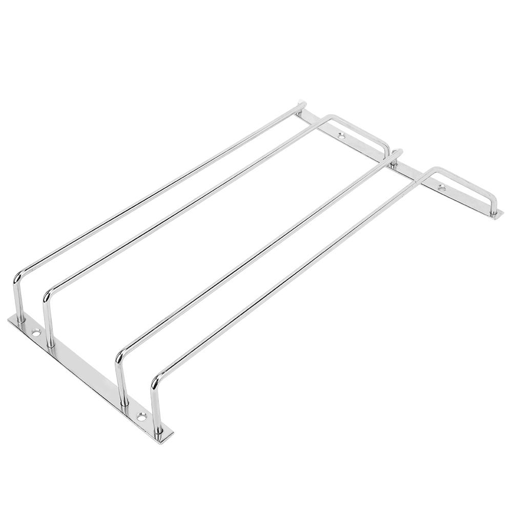 35cm Double Row Stainless Steel Wine Glass Rack Holder Hanging Shelf for Bar Home Kitchen