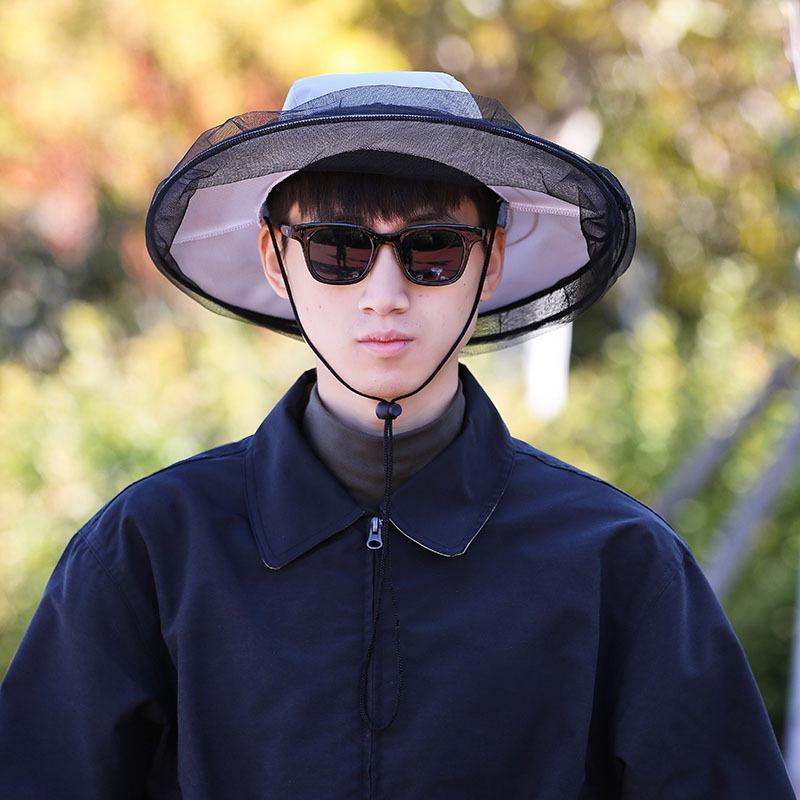 Men Visor Sun Hats Caps Summer Outdoor Breathable Camouflage Insect Anti-mosquito Mesh Accessories