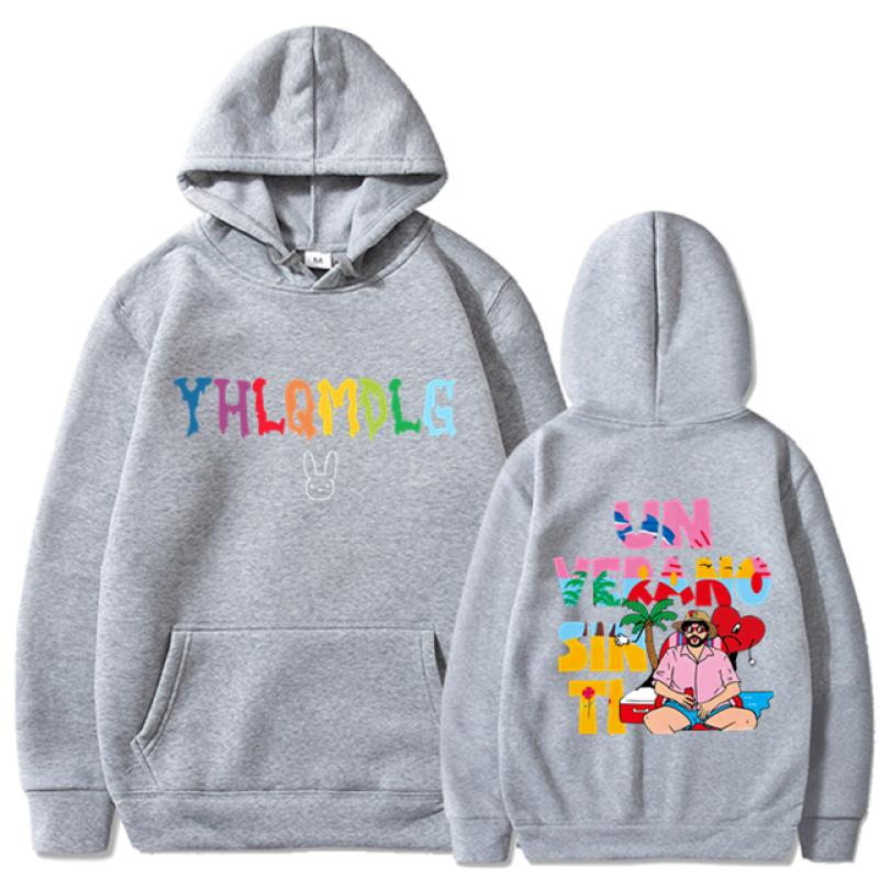 Bad Bunny UN VERANO SIN TI Графическая толстовка с двусторонним принтом, мужские и женские толстовки большого размера, пуловер унисекс, уличная одежда, пальто