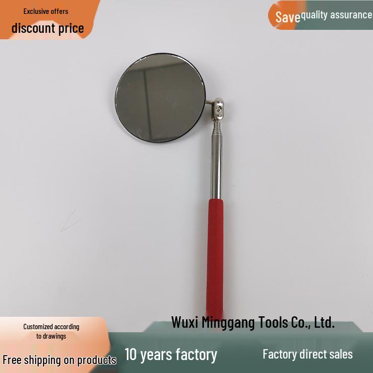 Universal Telescopic Folding Inspection Mirror with Large & Small Reflective Round Mirrors