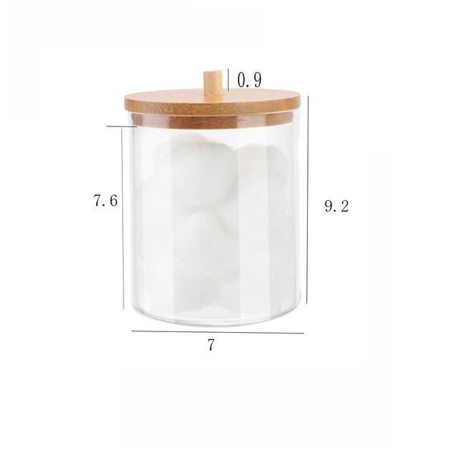 Makeup Cotton Pad Organizer Storage Box for Cotton Swab Rod Cosmetic Organizer Jewelry Bathroom Storage Container with Wood Lid