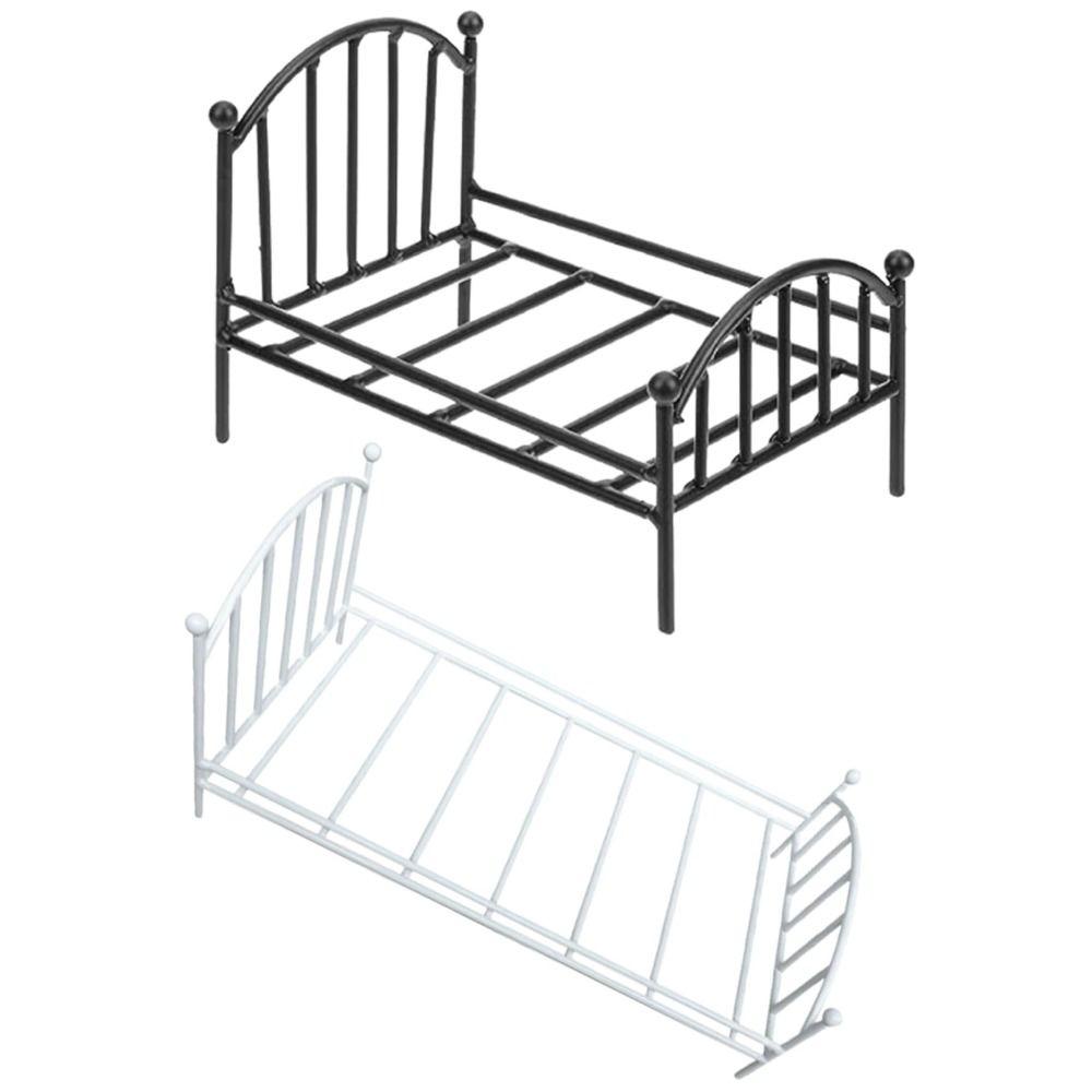 Кукольная мебель, винтажная миниатюрная кровать, мини-реалистичная кровать, новая металлическая кровать для кукольного домика