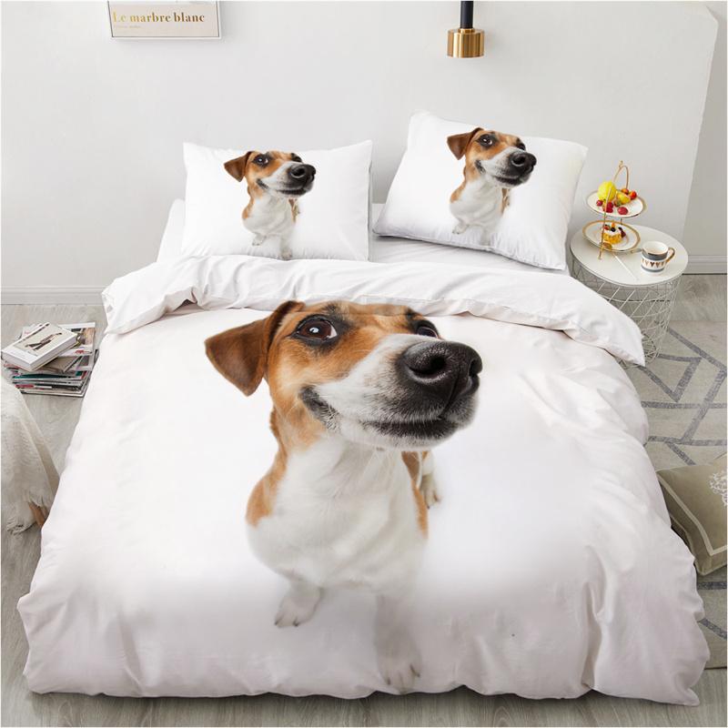 Cute Dogs Duvet Cover Pet Dog Funny Animal Bedding Collection 3D Print Puppy Comforter Cover Pillowcases Full King For Kids Teens Decor