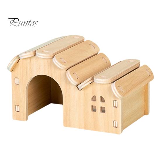 Hamster Platform Villa Double Layer Harmless Pet Toy Solid Wood Dwarf Hamsters House Climbing Play Hut Chews for Home