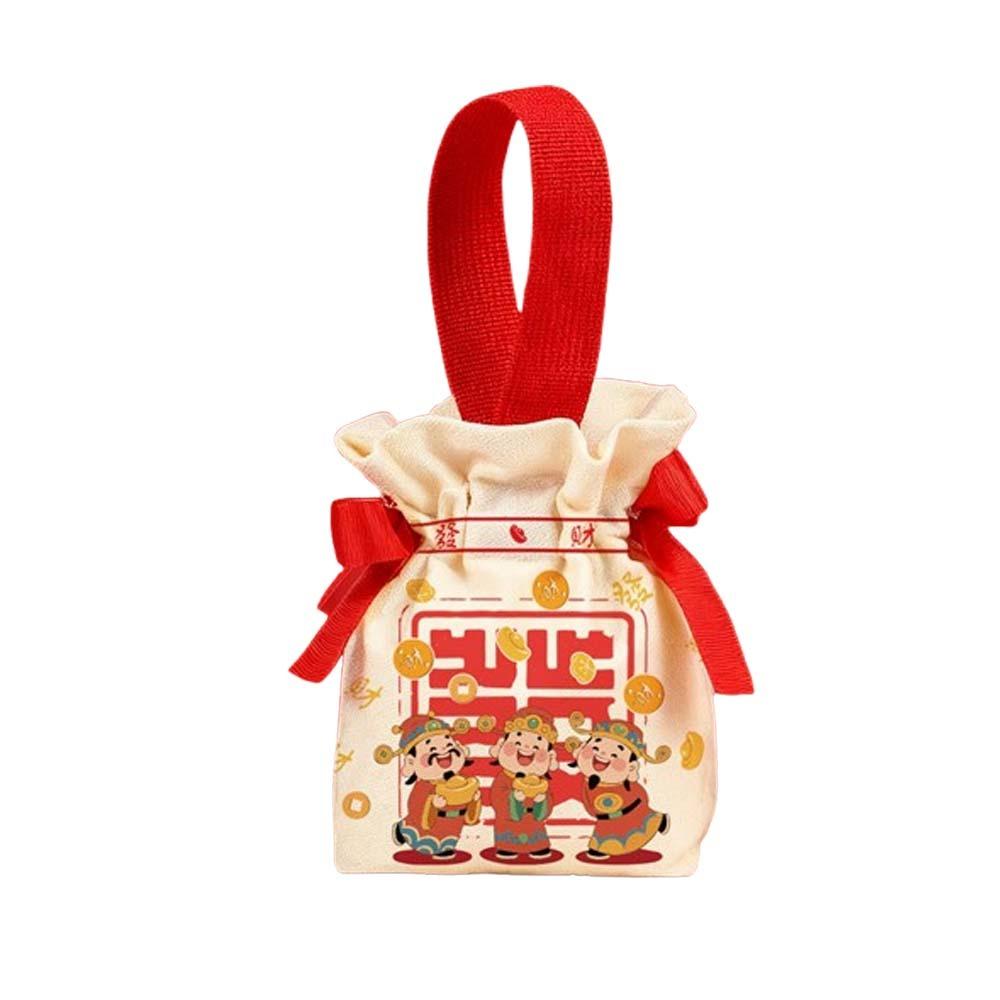 Gift Cartoon 2026 New Year Gift Bag Canvas Portable Horse Year Handbag Bag Large Capacity Blessing Packaging Bag Candy Storage