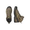 SALOMON X Ultra 4 Quest Rove Gore-Tex Fabric Leather Comfortable Slip-Resistant Durable Mid-Top Outdoor Functional Shoes Men Shoes Green Yellow 471814