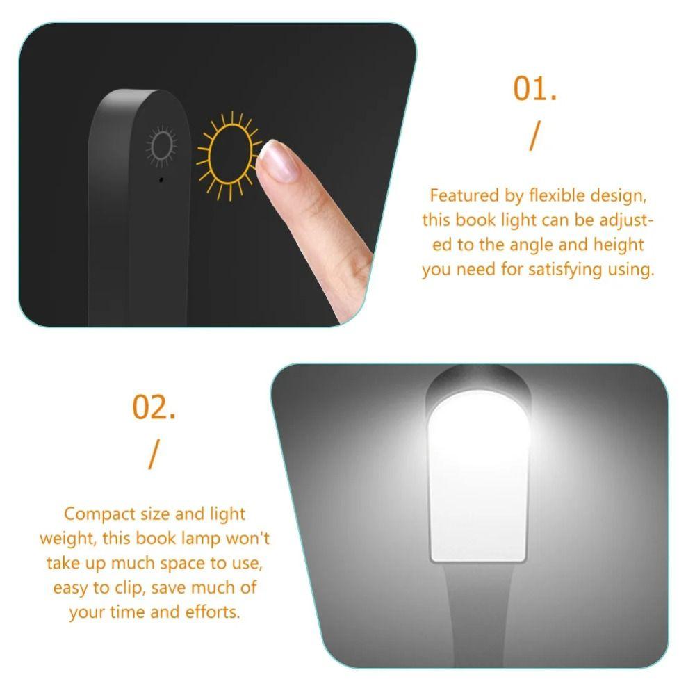 Гибкая регулируемая лампа-клипса для книги, светодиодные лампы для чтения с защитой глаз, сгибающиеся на 360 градусов, съемная портативная мини-настольная лампа для дома