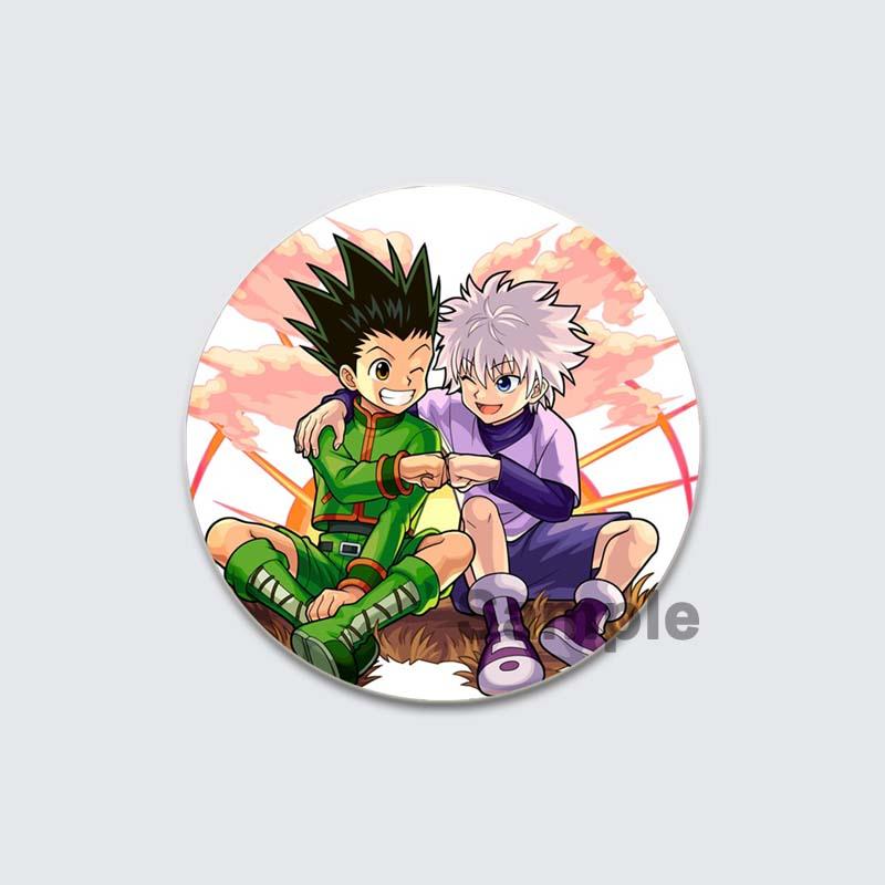 32/44/58 мм Фанаты Коллекции Аниме Hunte Hunte Брошь Gon Killua Kurapika Leorio Эмалевая булавка Рюкзак Воротник Значок Мультфильм Ювелирные изделия Подарки