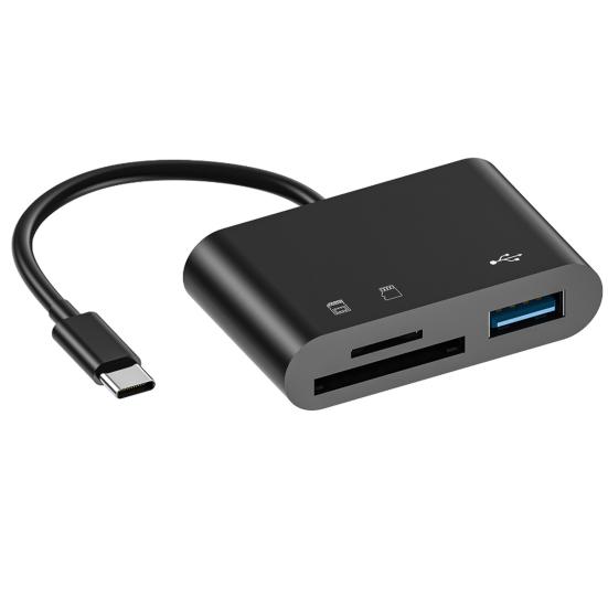 Кардридер 3-в-1 Многофункциональный USB 2.0/Type-C U Disk TF Card Reader OTG Адаптер для мобильного телефона
