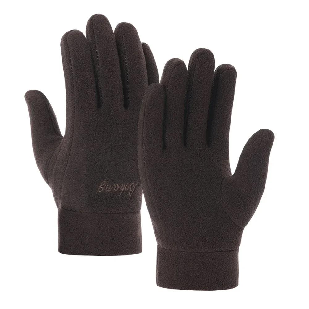 Winter Warm Thermal Thicken Fleece Gloves for Men Women Full Finger Gloves Outddor Windproof Running Skiing Cycling Mittens