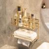 Главная Золотая ванная комната Полка без перфорации Полки Душевая Хранение Настенная стойка Роскошная туалетная бумага Косметические принадлежности Органайзер