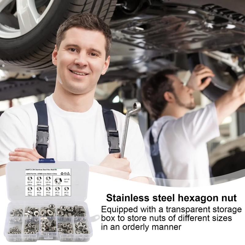 Stainless Steel Hex Nuts Heavy Duty Hardware Nuts Sets With Case Fasteners Replacement For Professionals And Handcraft
