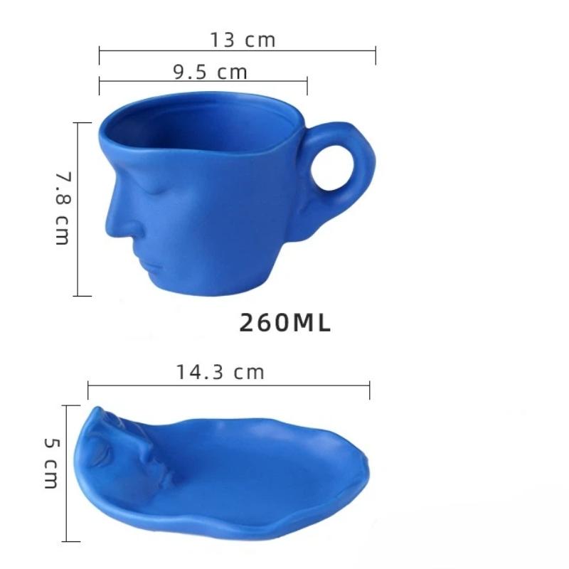 Креативное Мышление Лицо Керамический Набор Кофейной Чашки и Блюдца – Художественный Набор Кружек