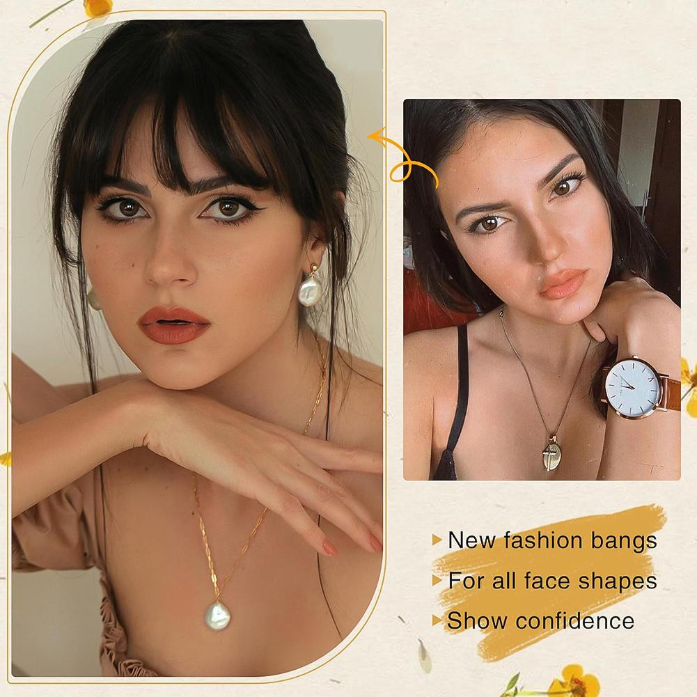 Синтетические натуральные волосы на лбу с челкой, искусственные челки, парик с воздушной челкой, женский парик, настоящие комические гладкие челки, невидимый парик