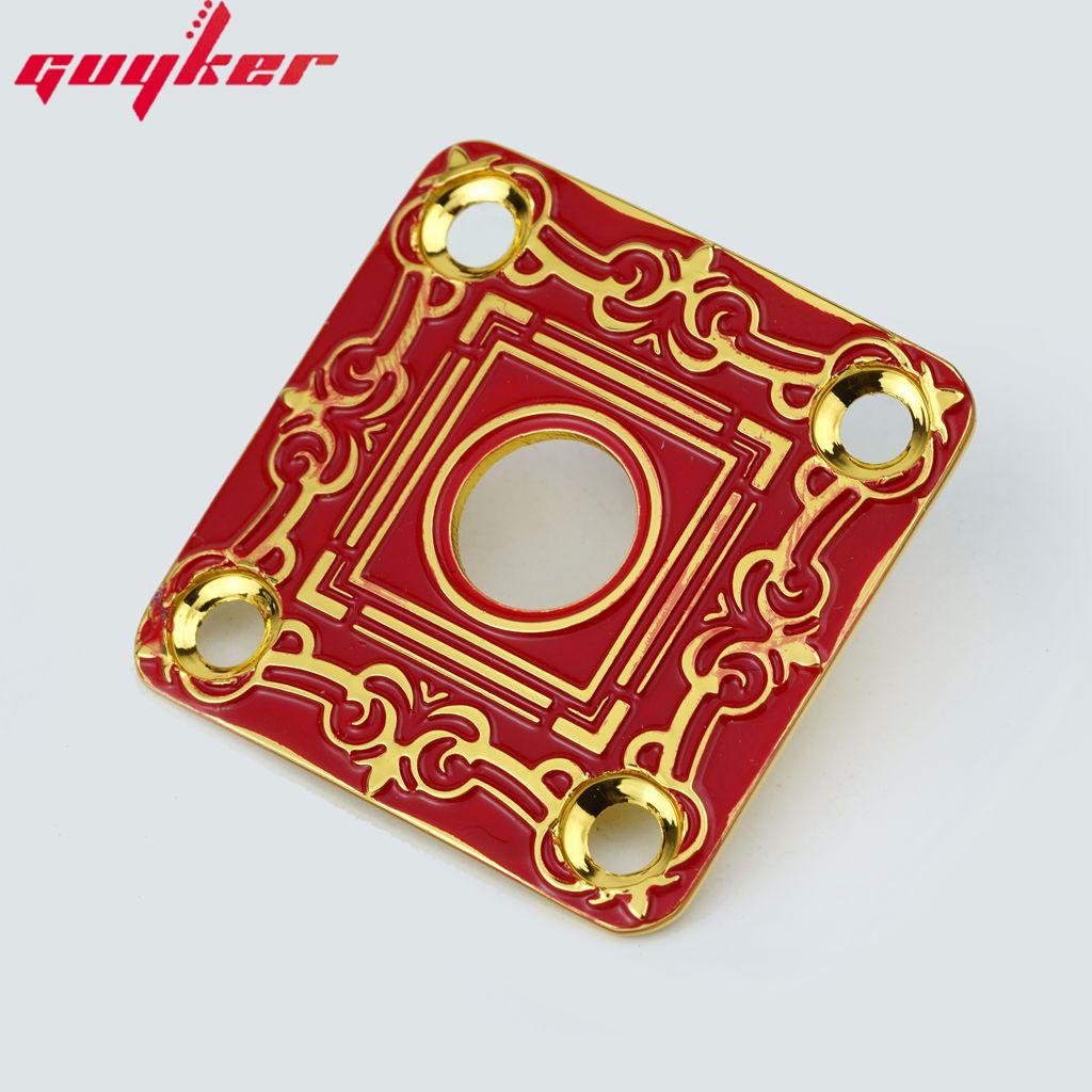 1 Piece Square Curved Stainless Steel Jack Plate Surface Pattern For Electric Guitar Bass